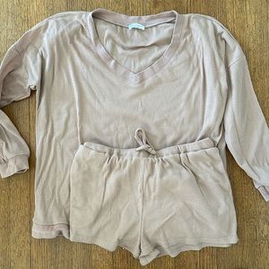 Waffle knit lounge wear set